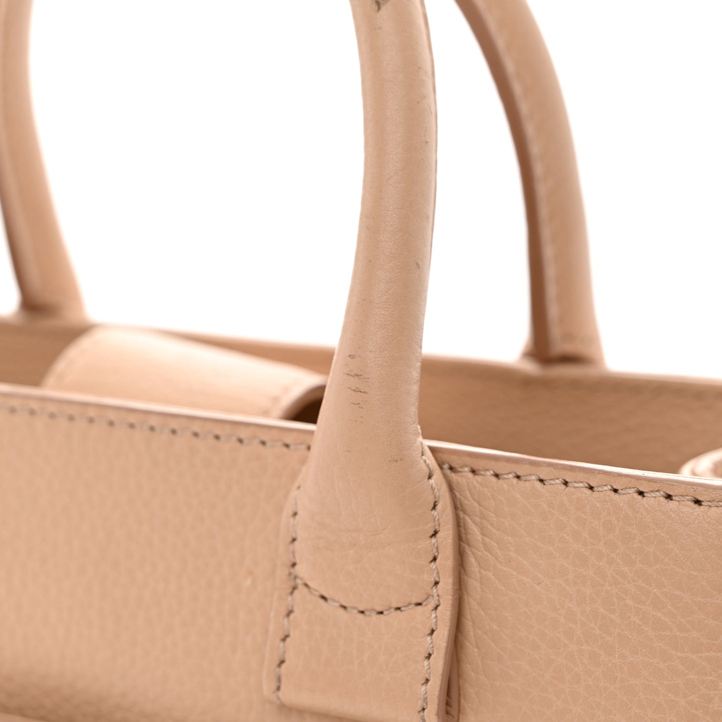 Grained Calfskin Mini Neo Executive Shopper Tote Light Beige