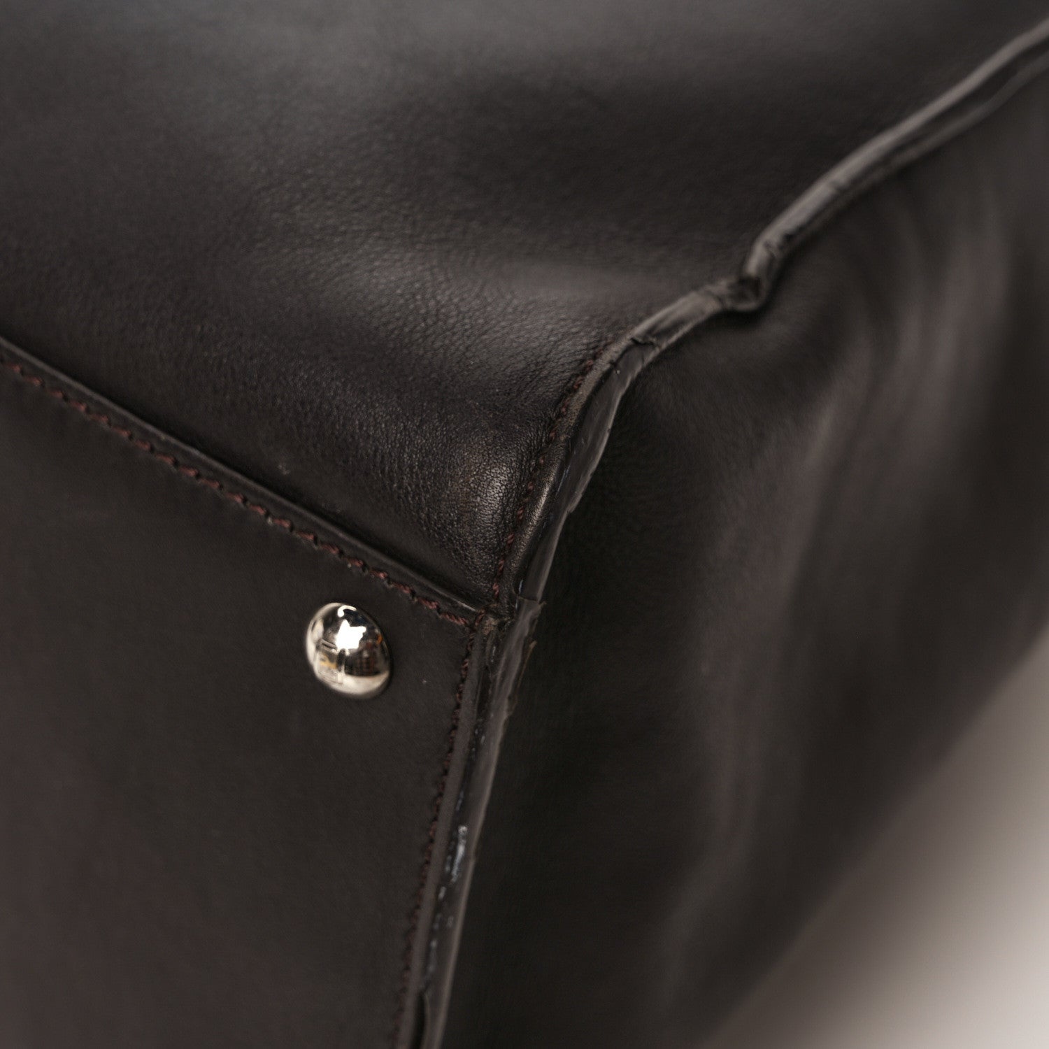 Fendi Vitello Seta Shearling FF 1974 Large Peekaboo X-Lite Brown 10 of 11