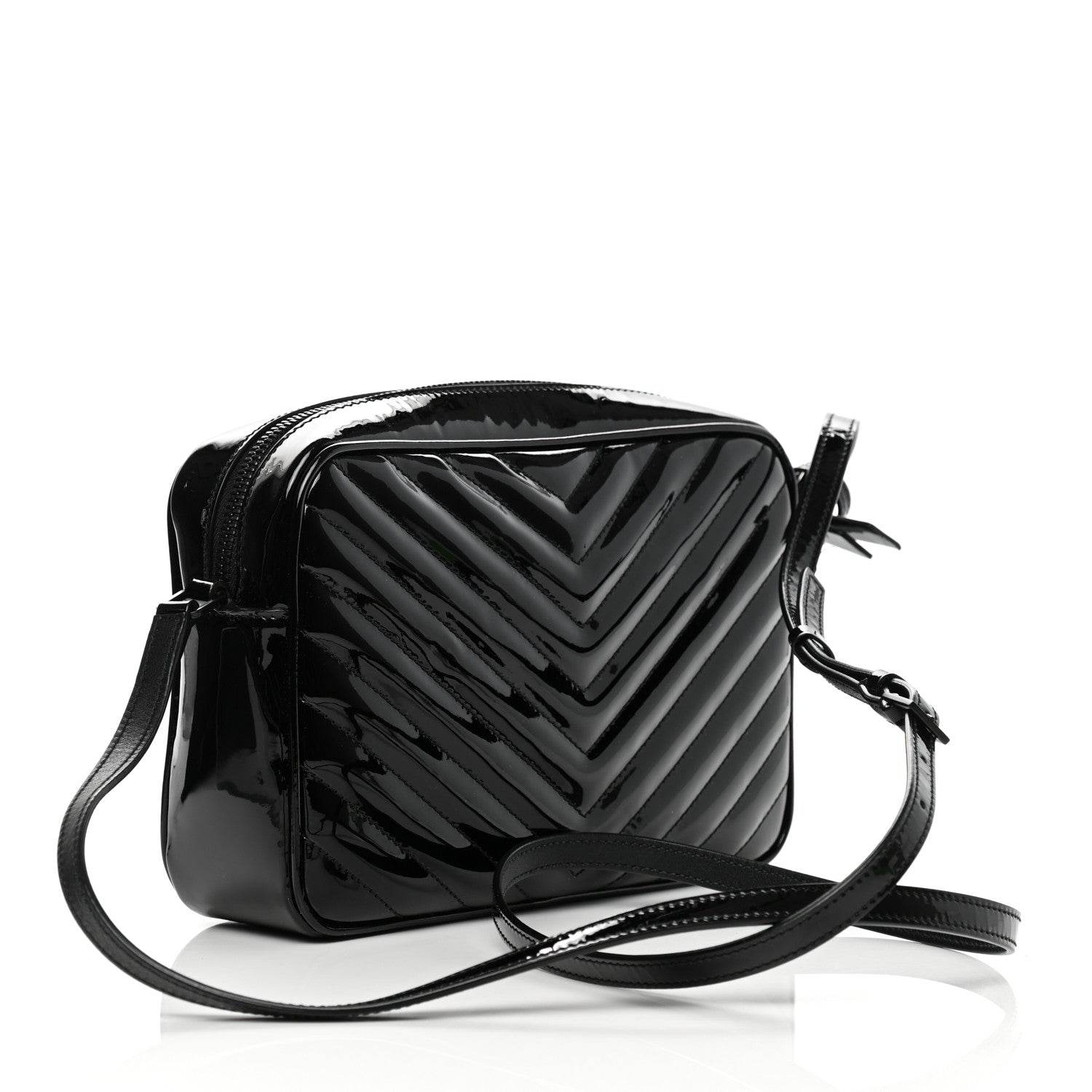 Saint Laurent Patent Calfskin Matelasse Monogram Lou Camera Bag Black 3 of 11