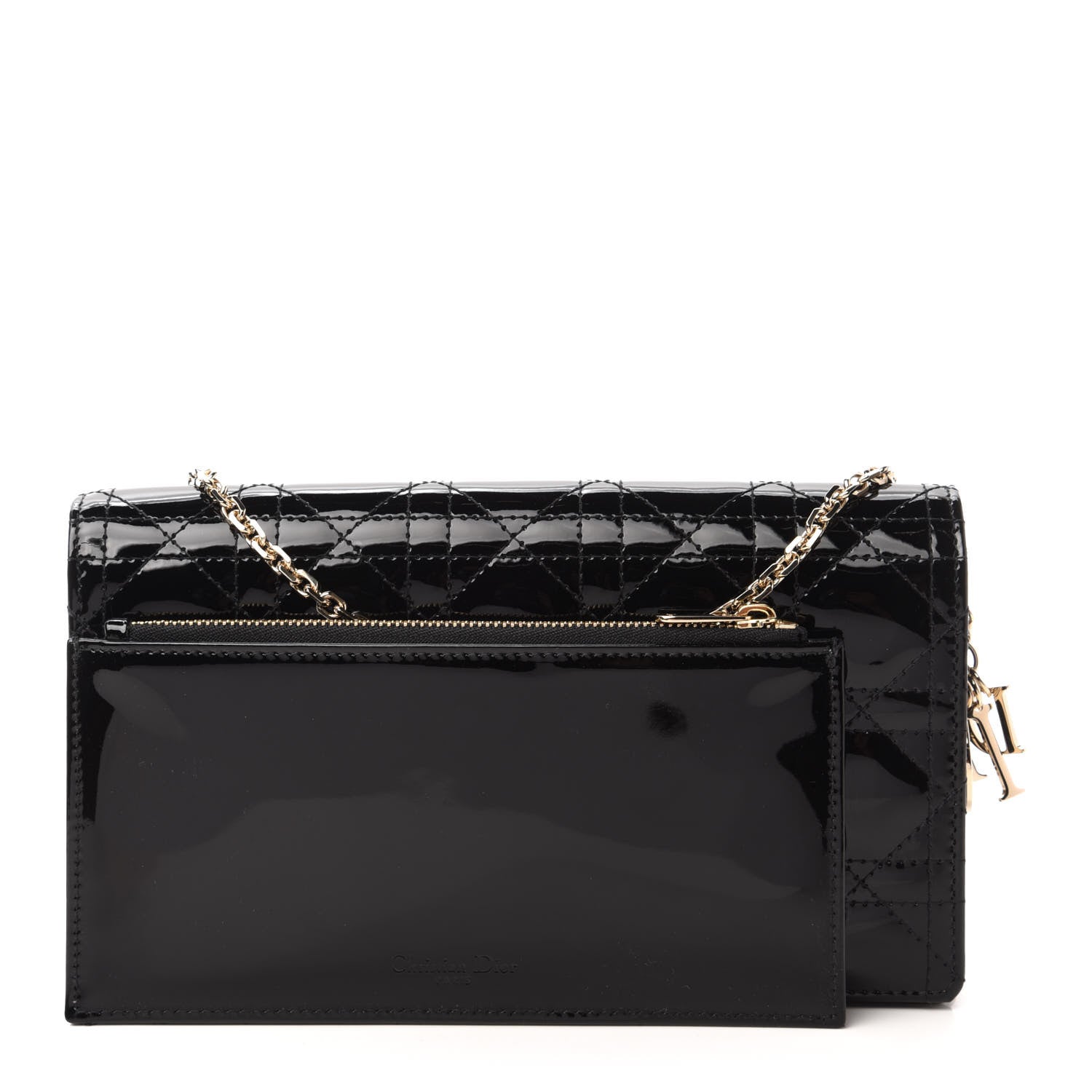 Christian Dior Patent Cannage Lady Dior Clutch Black 9 of 12