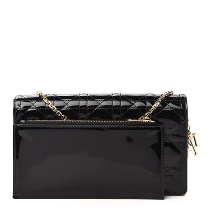 Christian Dior Patent Cannage Lady Dior Clutch Black 9 of 12