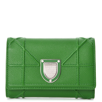Christian Dior Grained Calfskin Cannage Diorama Elancee Wallet Green 1 of 7