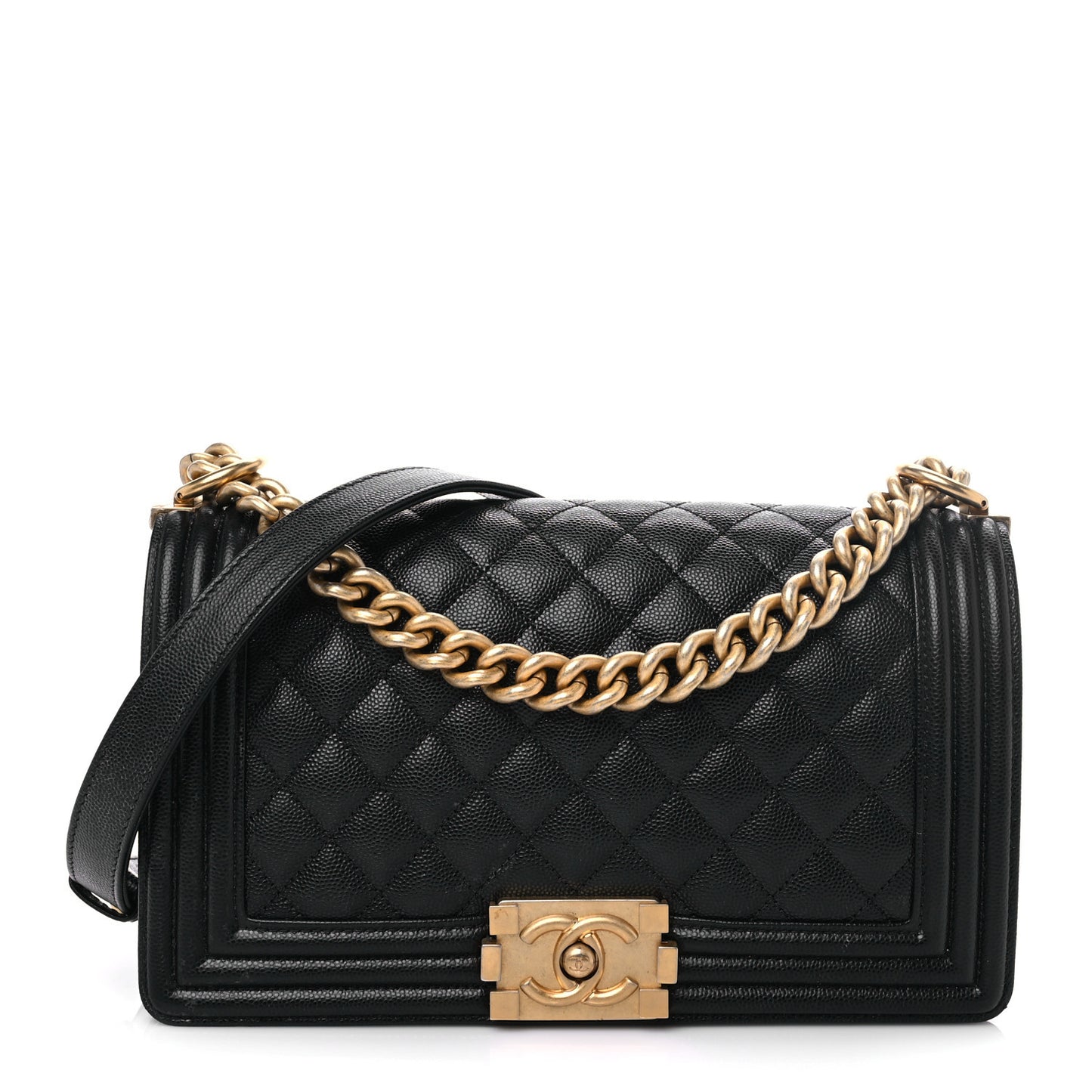 Caviar Quilted Medium Boy Flap Black