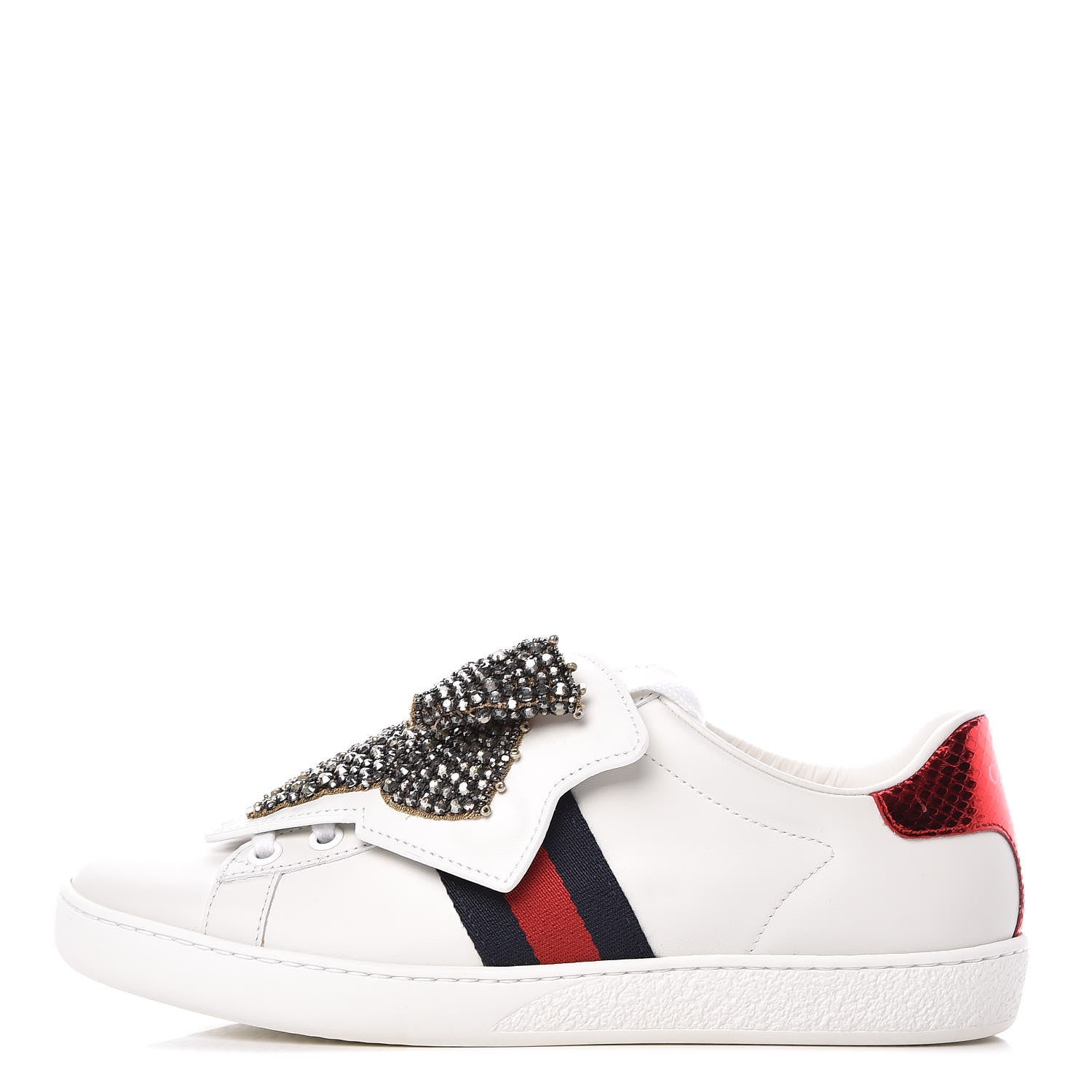 Gucci Calfskin Ayers Web Womens Ace Bow Lace Sneakers 36 White 1 of 11