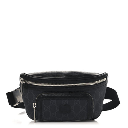 Gucci GG Supreme Monogram Textured Calfskin Retro Interlocking G Belt Bag Black 1 of 11