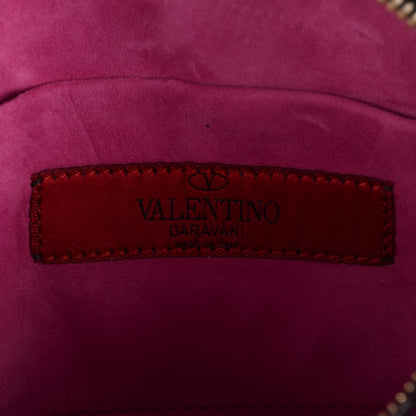 Valentino Garavani Patent Bi Color Rockstud Top Handle Crossbody Bag Pop Fuxia Black 6 of 8