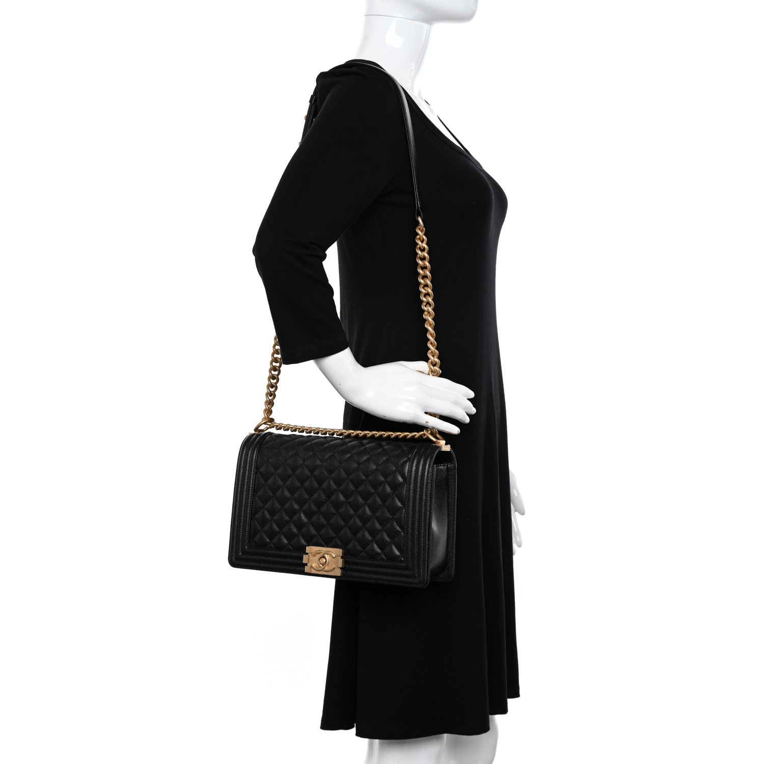 Chanel Caviar Quilted New Medium Boy Flap Black 2 of 10