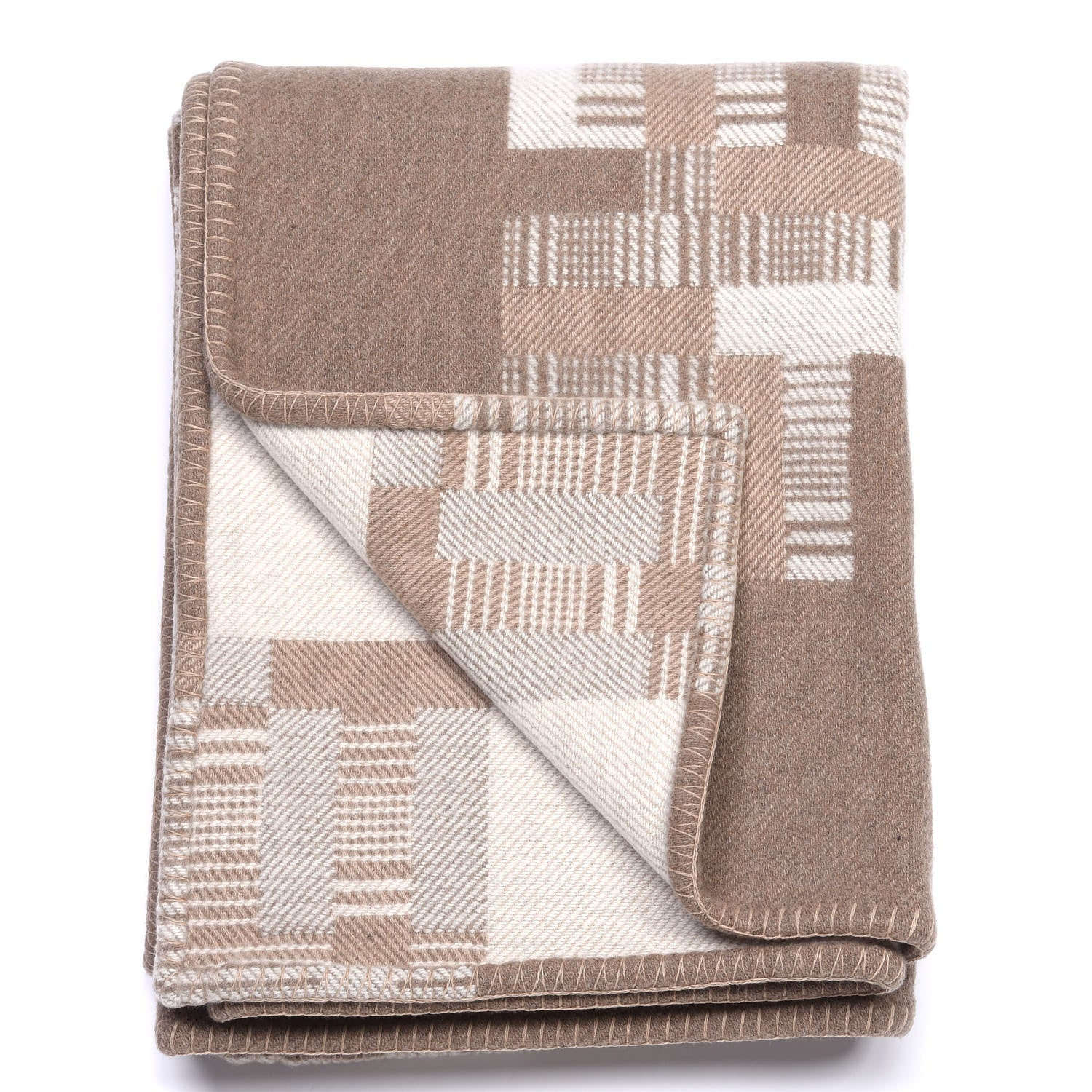 Hermes Wool Cashmere Avalon Paper Block Blanket Ecru Naturel 2 of 3