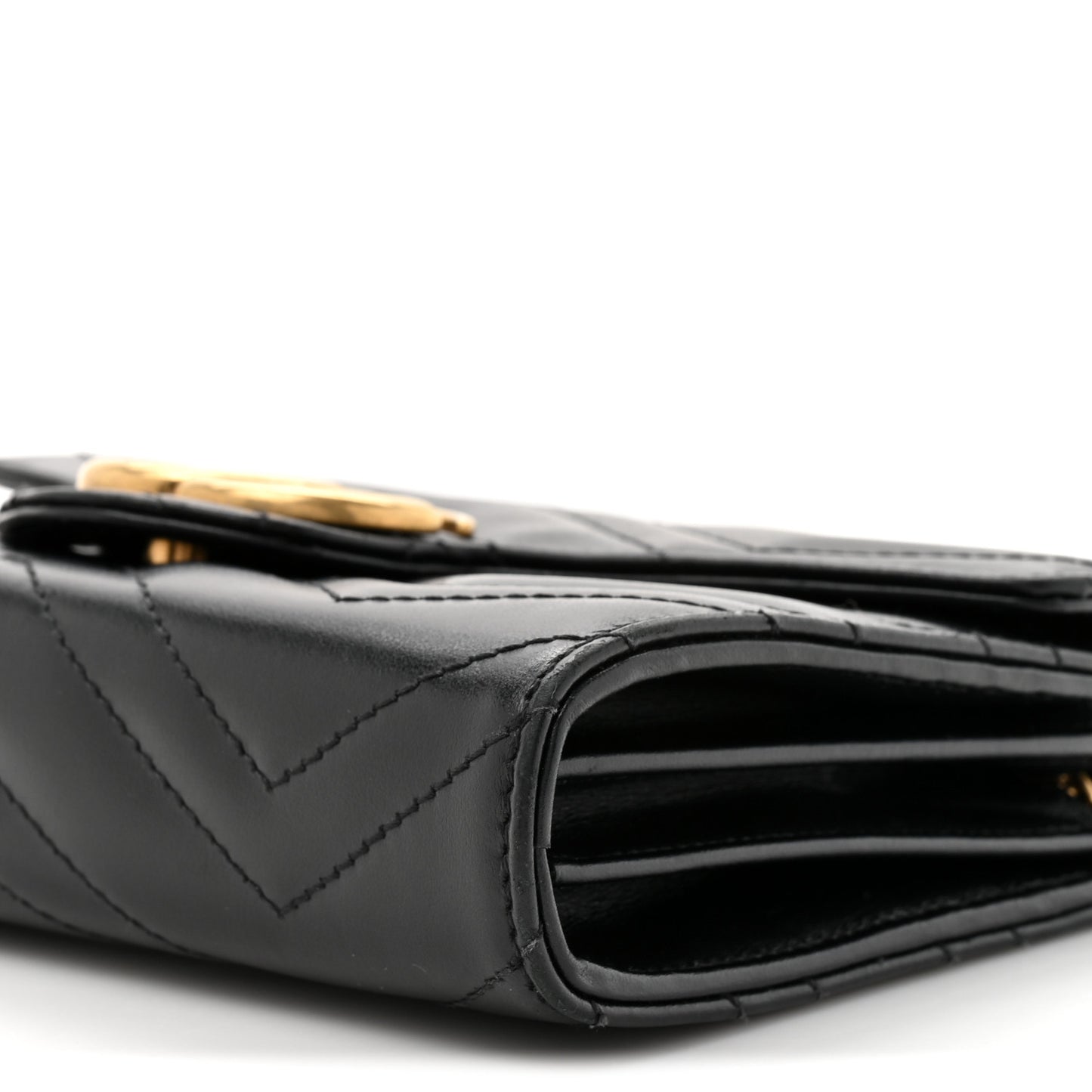 Calfskin Matelasse GG Marmont Chain Wallet Black