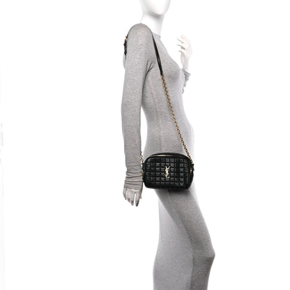 Saint Laurent Lambskin Carre Quilted Cassandre Mini Camera Bag Black 2 of 17