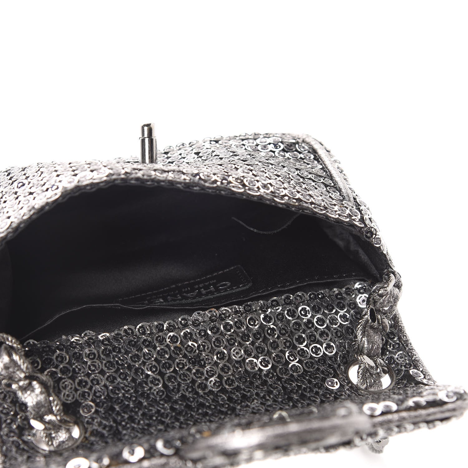 Chanel Sequin Micro Flap Dark Silver 5 of 12