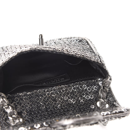 Chanel Sequin Micro Flap Dark Silver 5 of 12