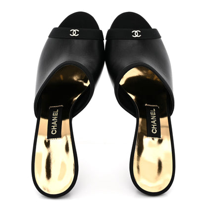 Chanel Lambskin Grosgrain CC Mules 36 Black 2 of 10