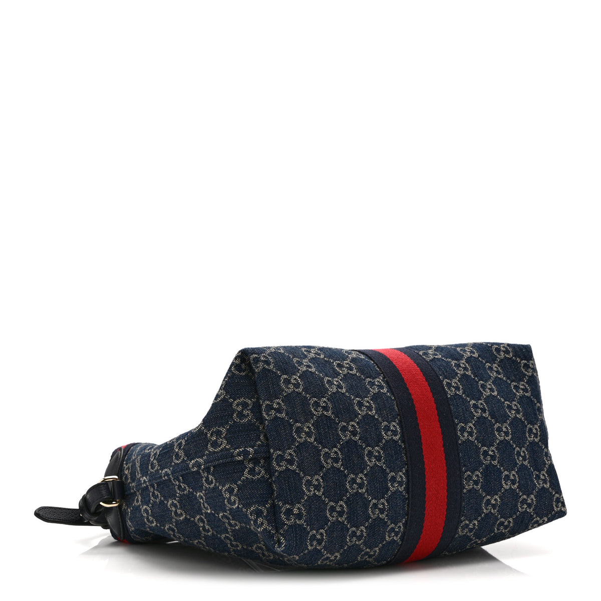 Denim GG Monogram Web Small Giglio Tote Blue White