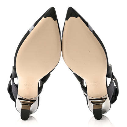 Fendi Technical Mesh Colibri 55mm Slingback Pumps 39 Black Asfalto 5 of 11
