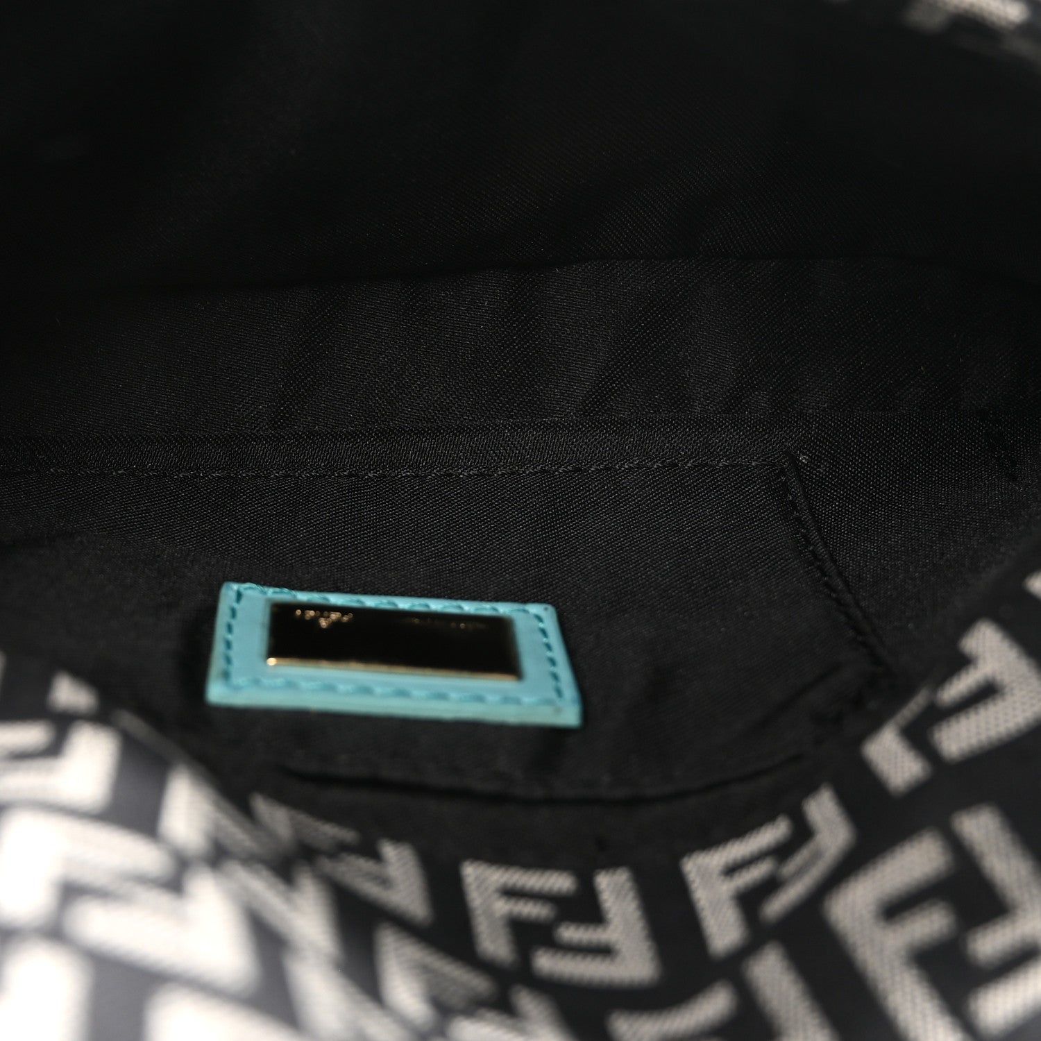 Fendi Zucchino Mini Baguette Navy Turquoise 5 of 9