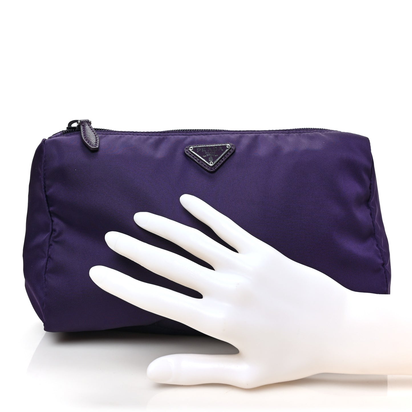 Tessuto Nylon Saffiano Cosmetic Pouch Uva