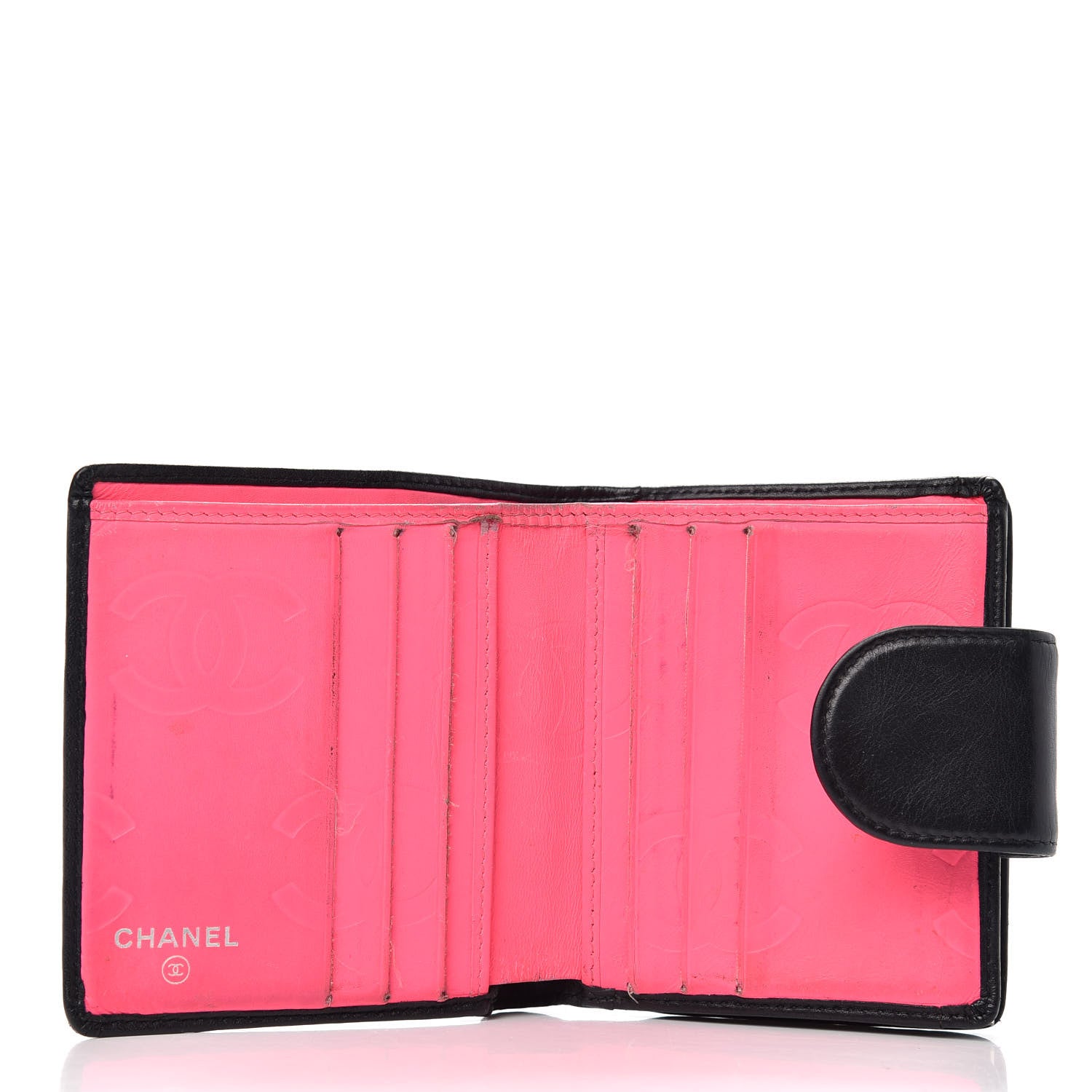 Chanel Calfskin Quilted Cambon Bi-Fold Wallet Black White 5 of 7