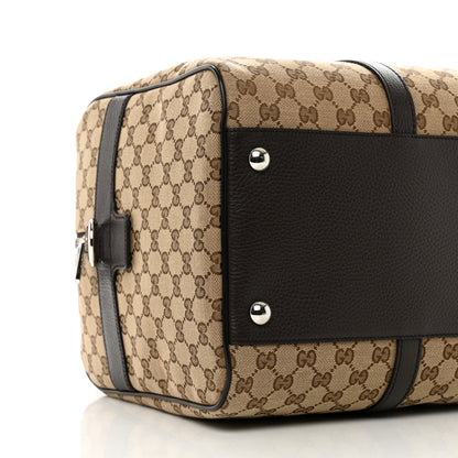 Gucci Monogram Dollar Calfskin Boston Duffle Bag Beige Ebony Testa di Moro Marrone Scuro 6 of 7