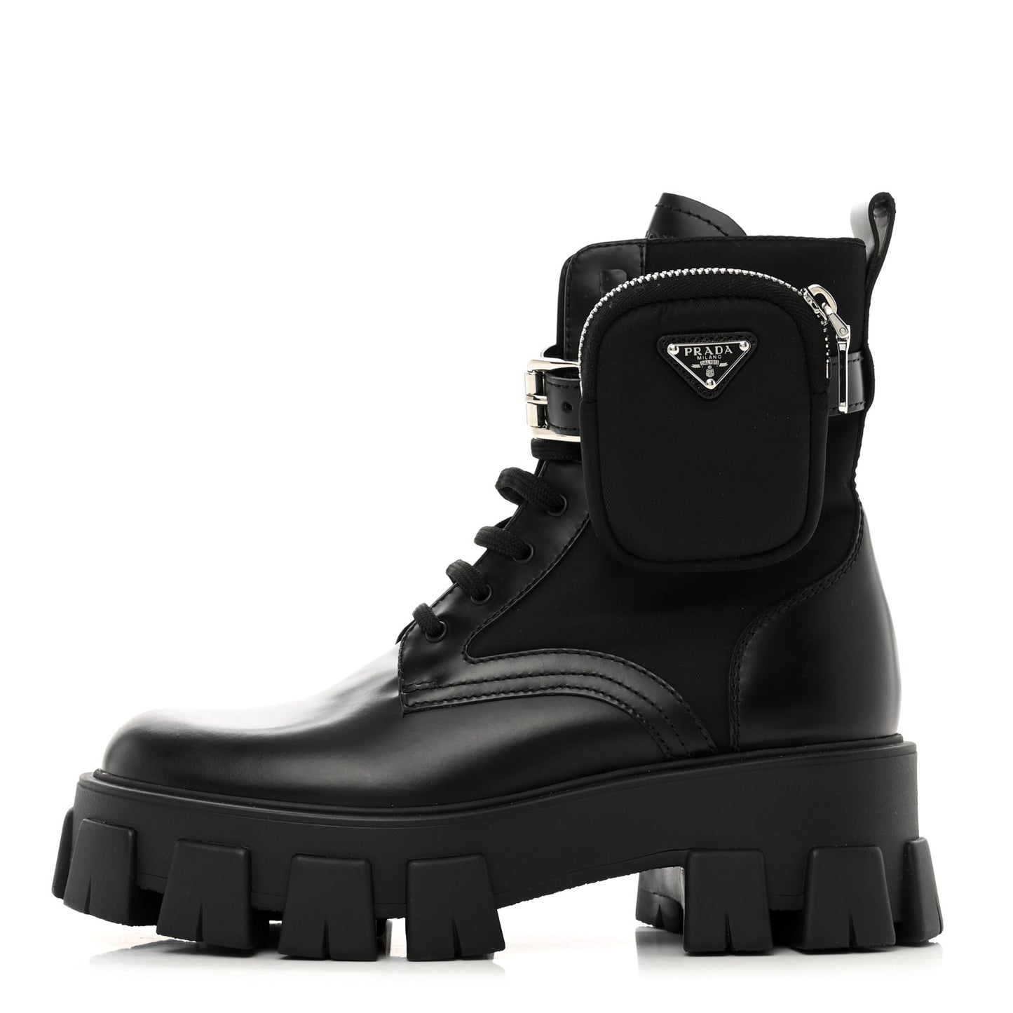 Spazzolato Rois Nylon Metal Triangle Logo Monolith Pouch Pocket 55mm Boots 37.5 Black