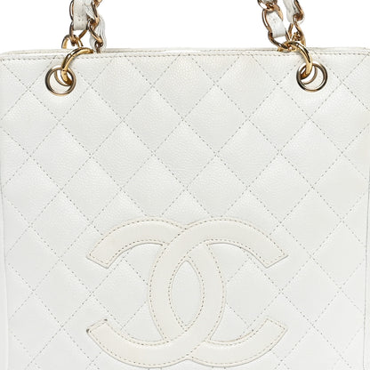 Chanel Caviar Quilted Petit Shopping Tote PST White 8 of 10