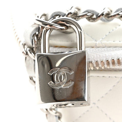 Chanel Lambskin Quilted Large Top Handle Jewelry Box With Chain White 15 of 18