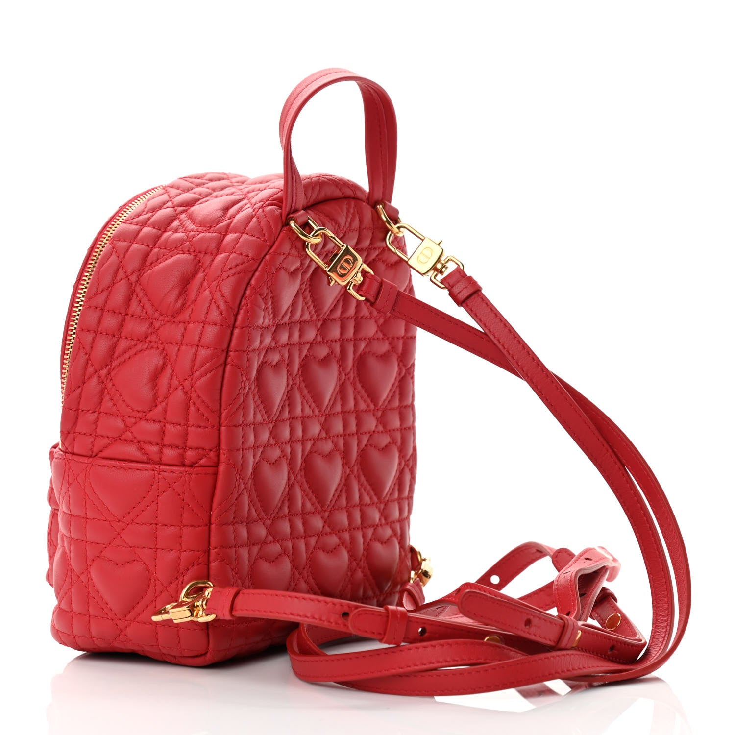 Christian Dior Lambskin Cannage Dioramour Mini Backpack Bright Red 3 of 12