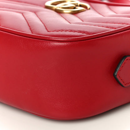 Gucci Calfskin Matelasse Mini GG Marmont Chain Shoulder Bag Hibiscus Red 11 of 11