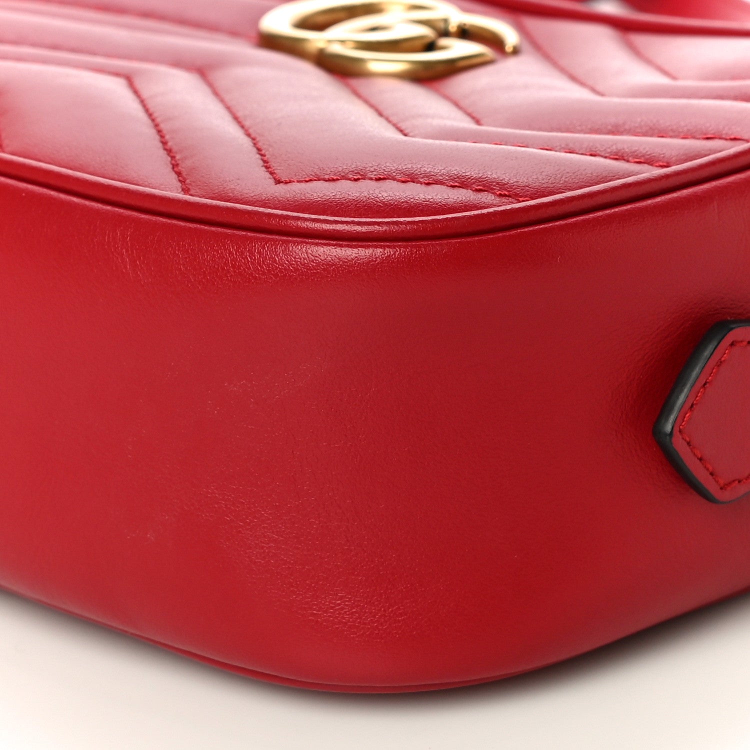 Gucci Calfskin Matelasse Mini GG Marmont Chain Shoulder Bag Hibiscus Red 11 of 11