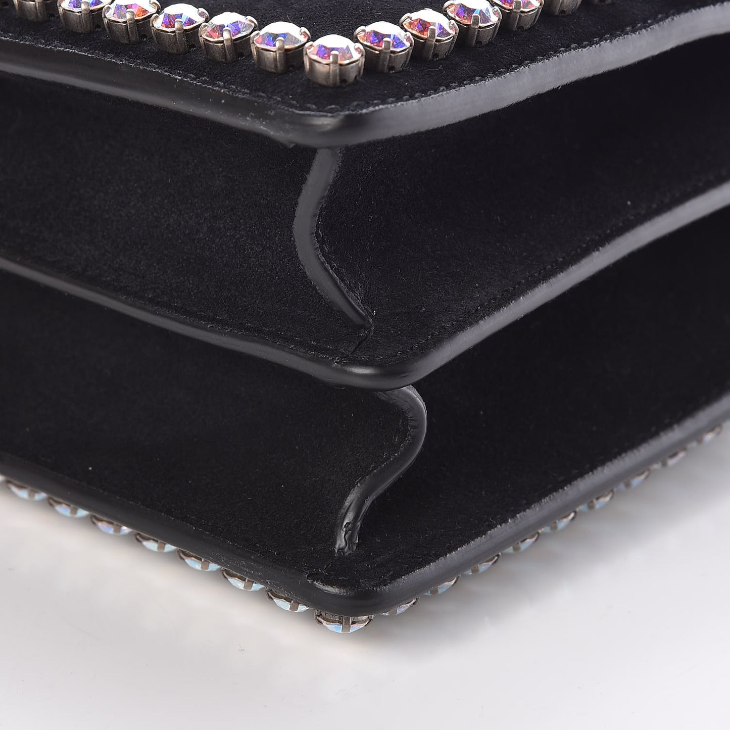 Suede Crystal Small Dionysus Shoulder Bag Black