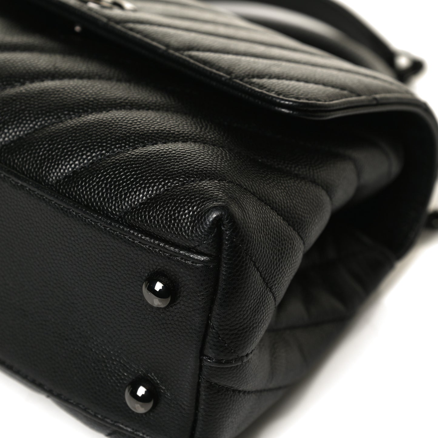 Caviar Chevron Quilted Mini Coco Handle Flap So Black