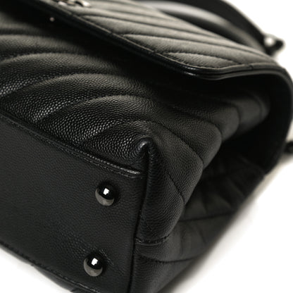 Chanel Caviar Chevron Quilted Mini Coco Handle Flap So Black 11 of 14
