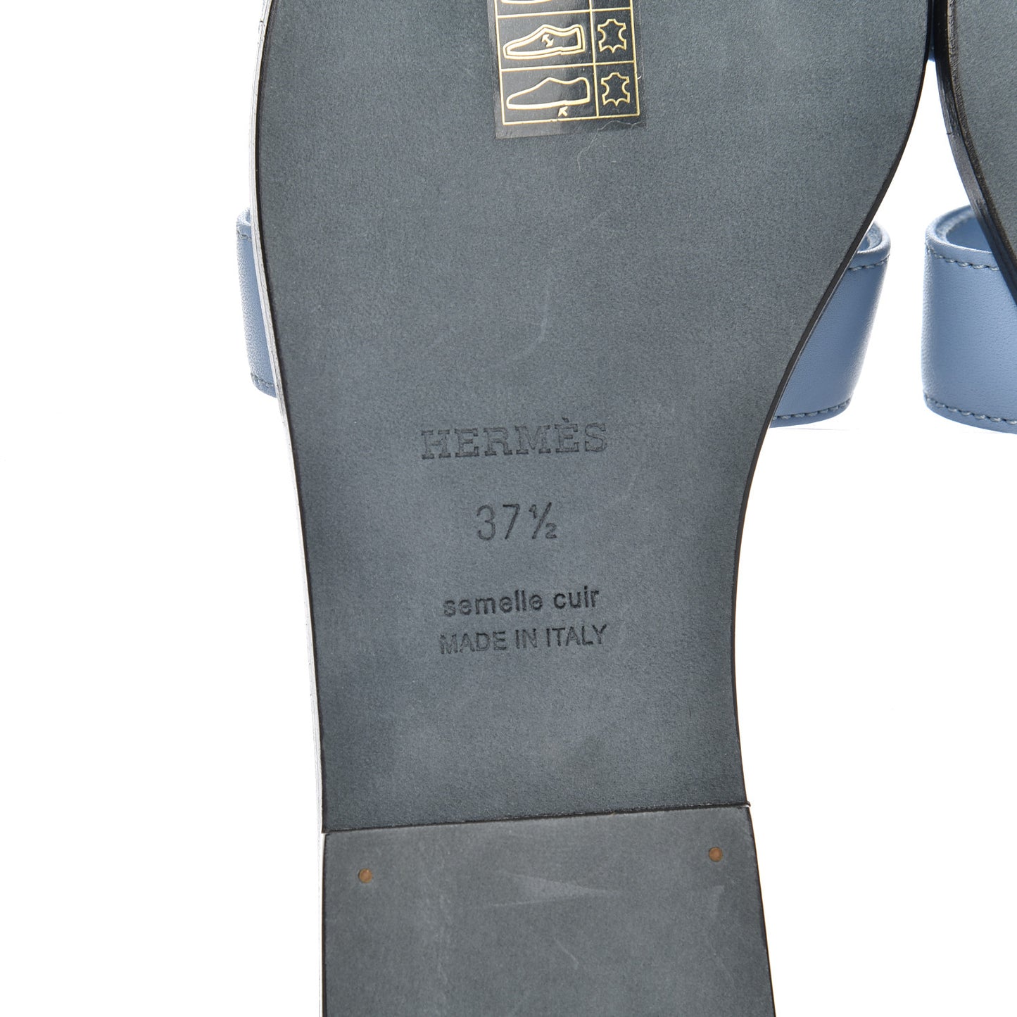 Box Calfskin Oran Sandals 37.5 Bleu Bleuet