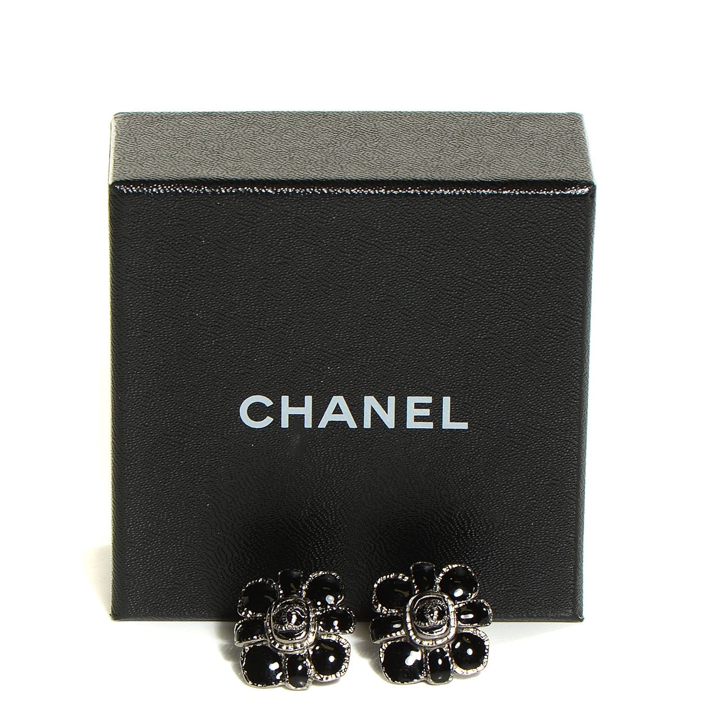 Gripoix CC Clip On Earrings Black