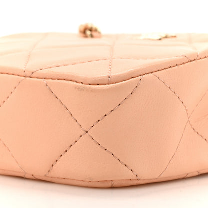 Chanel Lambskin Quilted Tiny Shopping Clutch With Chain Light Beige 9 of 15