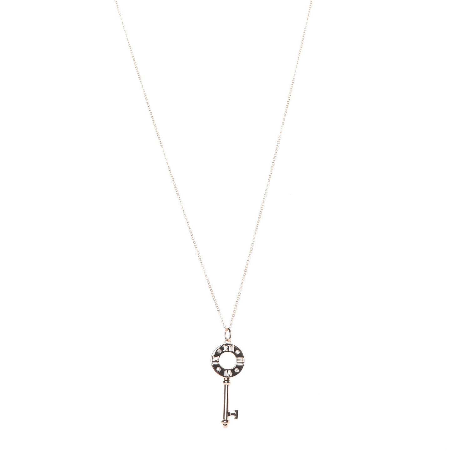 18K Yellow Gold Diamond Atlas Pierced Key Pendant Necklace