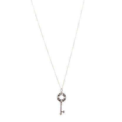 Tiffany 18K Yellow Gold Diamond Atlas Pierced Key Pendant Necklace 1 of 7