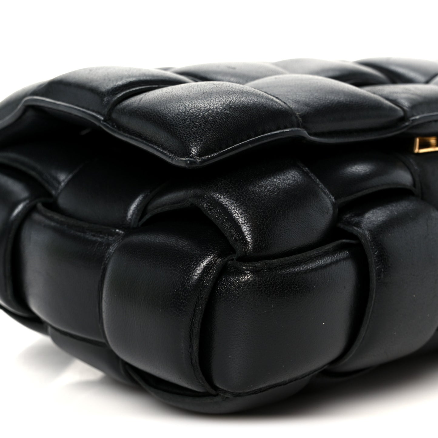 Nappa Maxi Intreccio Padded Cassette Crossbody Bag Black