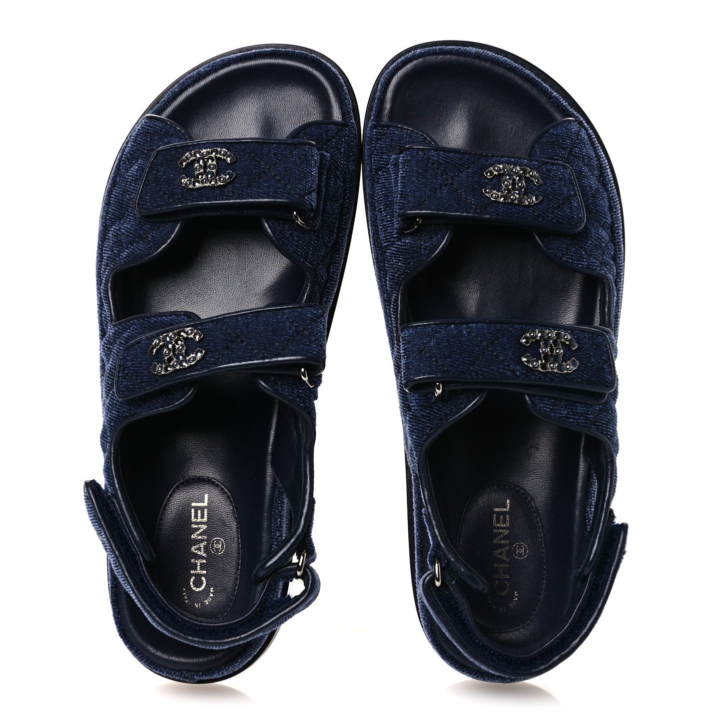 Velvet Velcro Dad Sandals 37.5 Blue