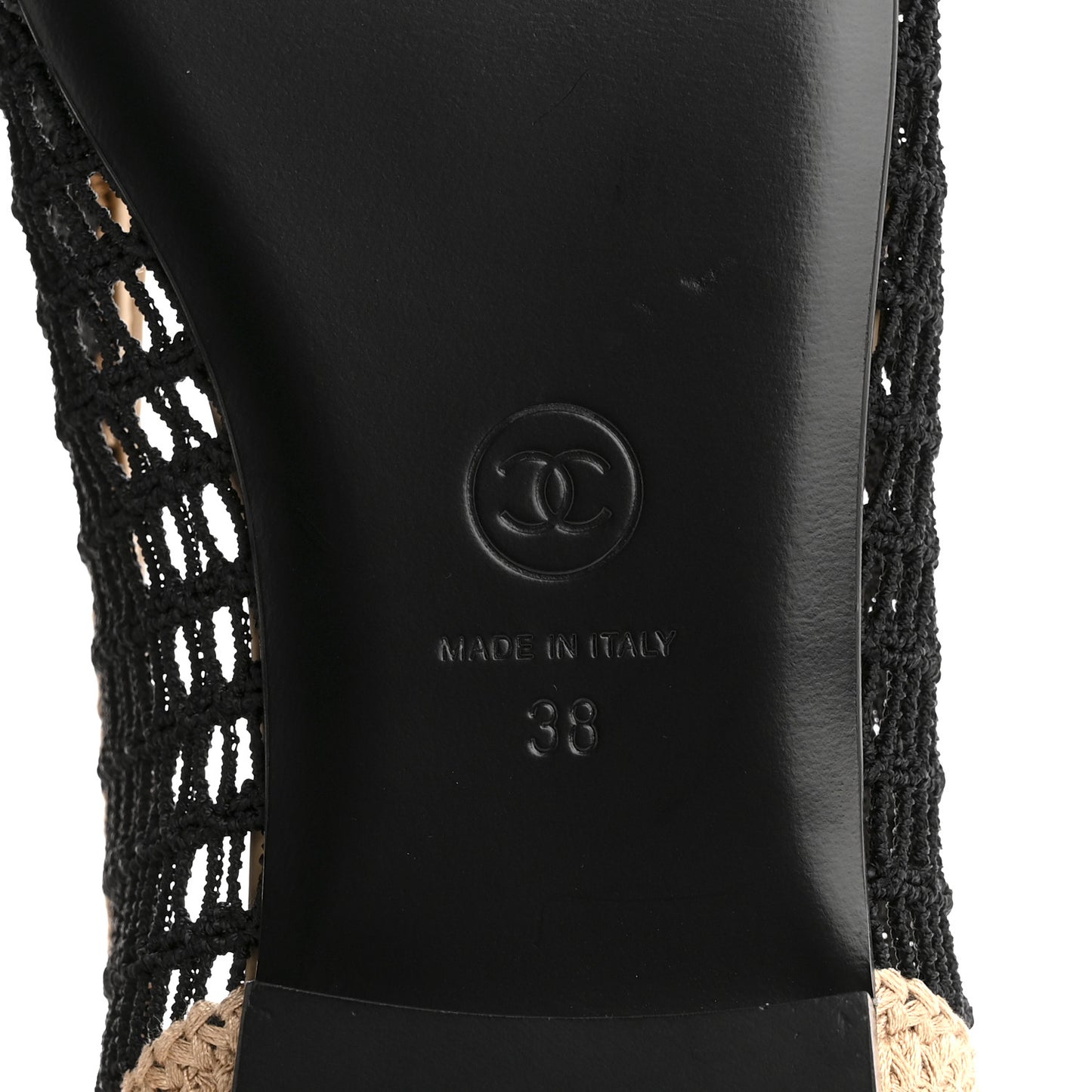 Raffia Cap Toe Ballerina Flats 38 Black Beige