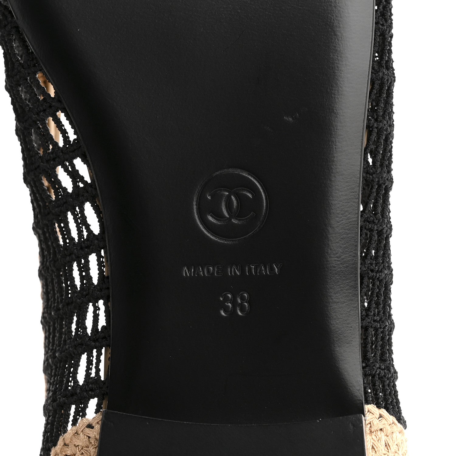 Chanel Raffia Cap Toe Ballerina Flats 38 Black Beige 8 of 10