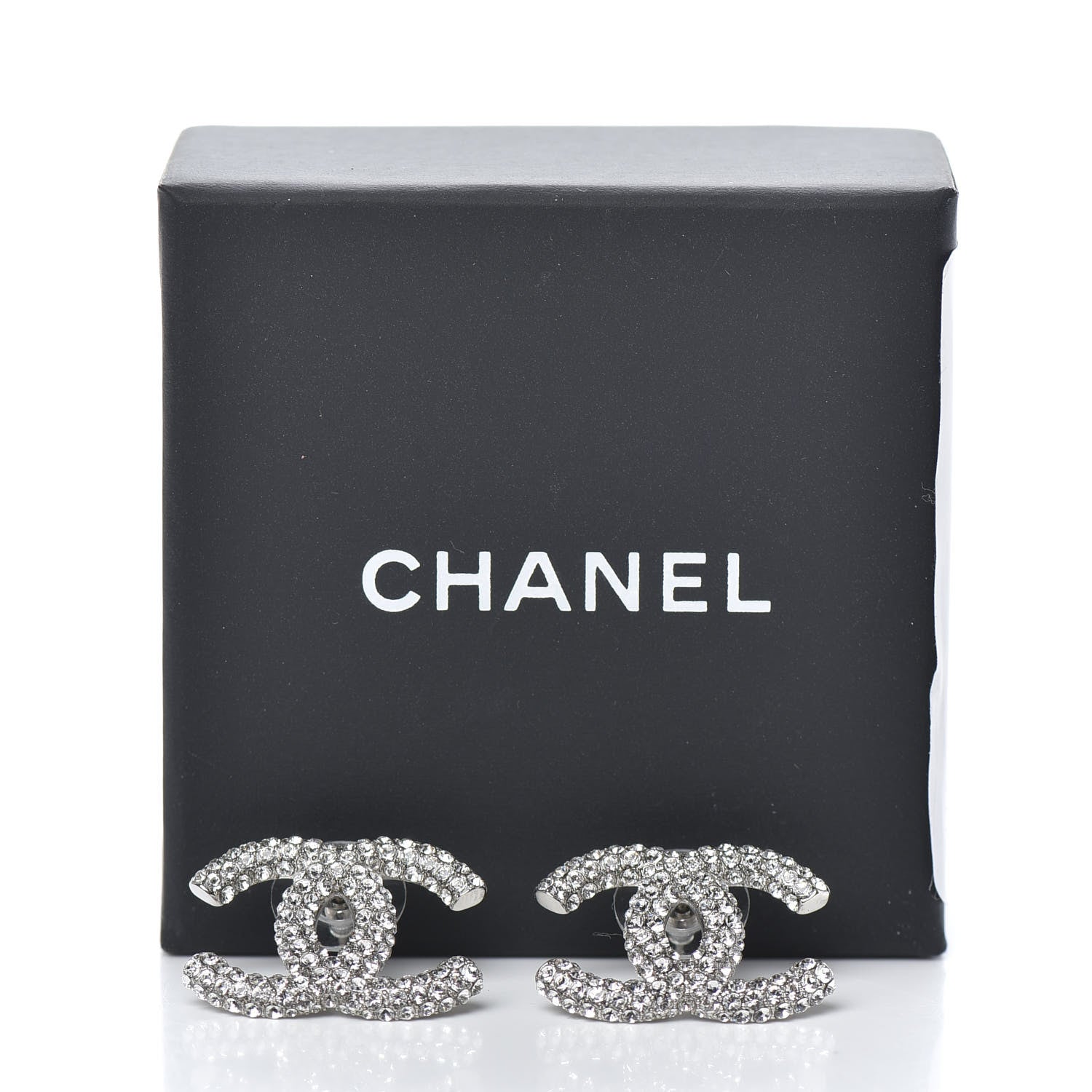 Chanel Crystal CC Earrings Silver 5 of 5