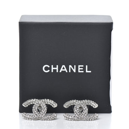 Chanel Crystal CC Earrings Silver 5 of 5