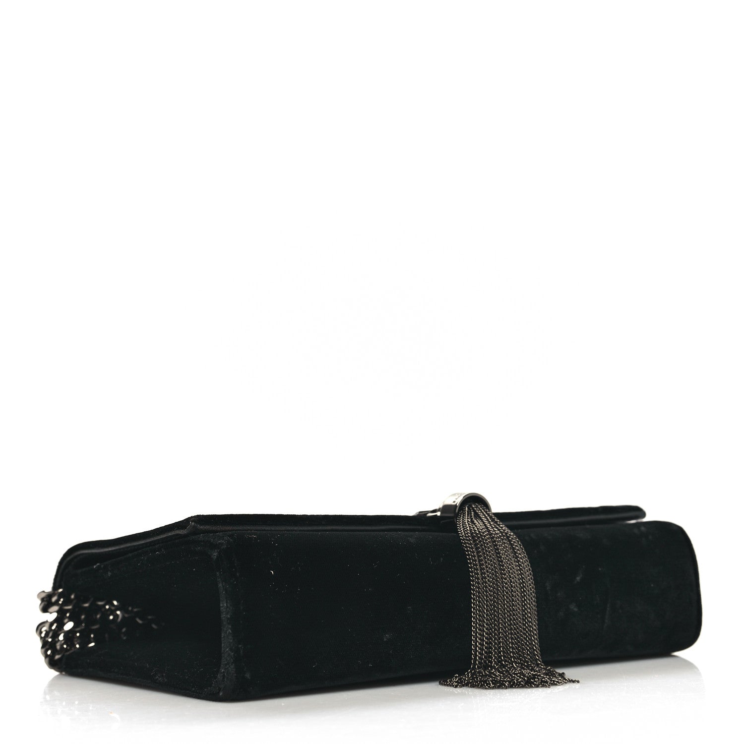 Saint Laurent Velvet Crystal Monogram Kate Tassel Chain Wallet Black 4 of 9