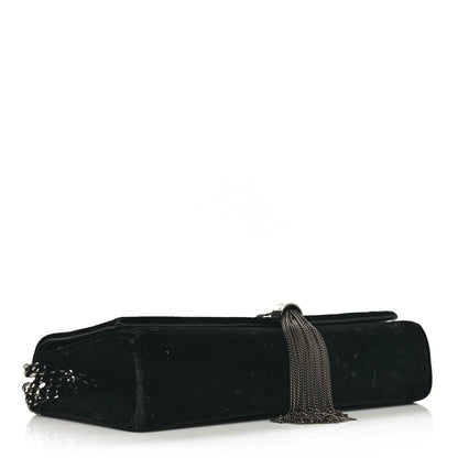 Saint Laurent Velvet Crystal Monogram Kate Tassel Chain Wallet Black 4 of 9