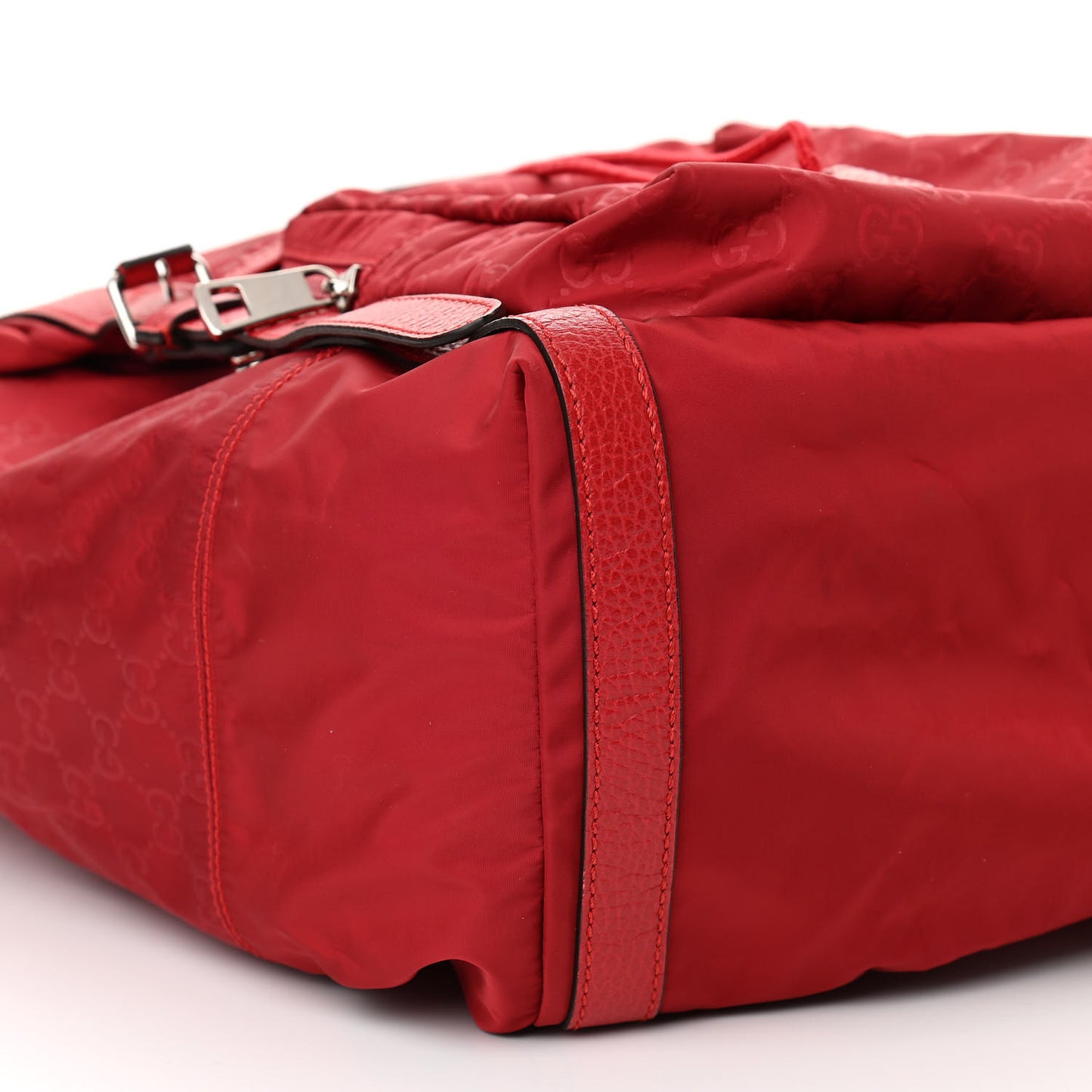 Nylon Monogram Dollar Calfskin Medium Light Double Buckle Backpack Vibrant Red