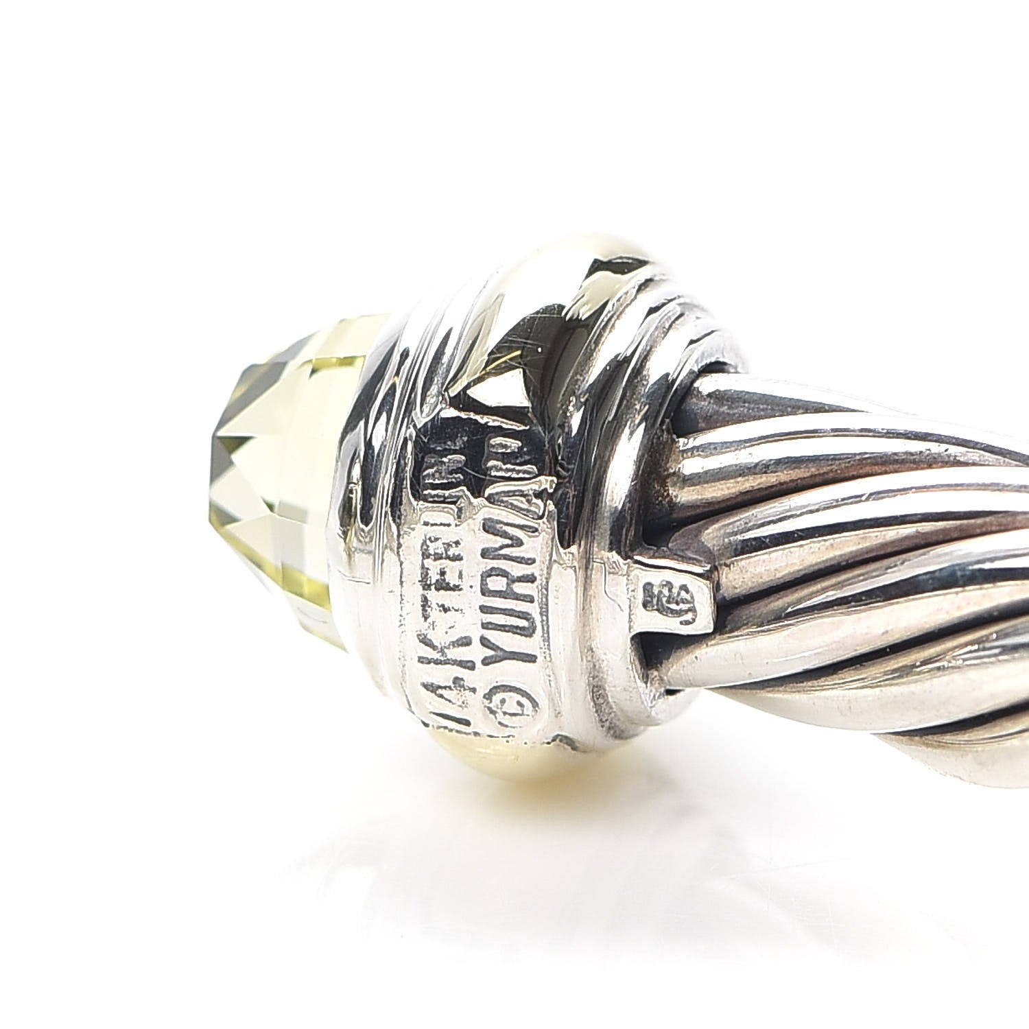 David Yurman Sterling Silver 14K Yellow Gold Lemon Citrine 7mm Cable Classics Bracelet 5 of 5