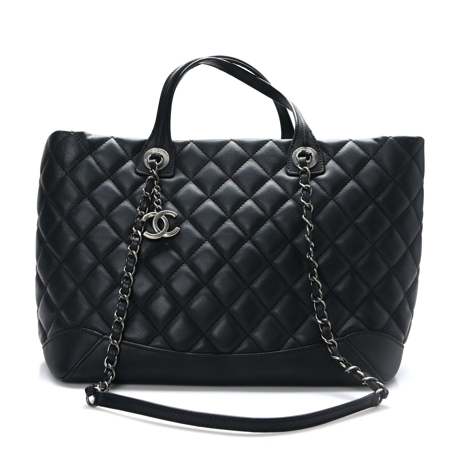 Chanel Calfskin Quilted Small Easy Shopping Tote Black 1 of 11