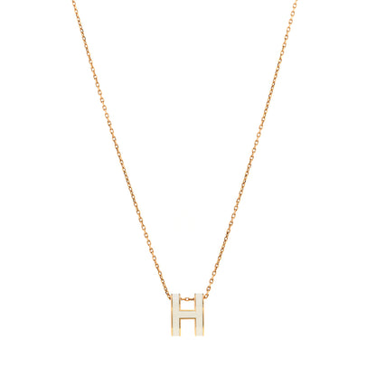 Hermes Lacquered Gold Pop H Pendant Necklace White 1 of 6