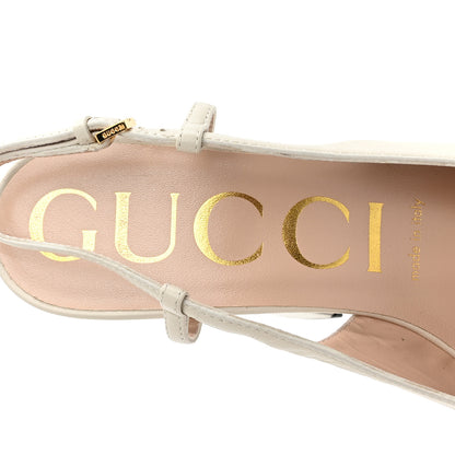Gucci Nappa Horsebit Platform 35/120mm Slingback Pumps 37 New Mystic White 7 of 11